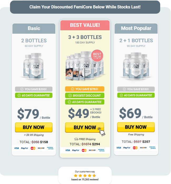 FemiCore package per bottle